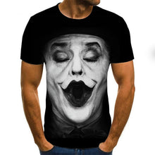 Load image into Gallery viewer, 2019 new men t shirt Sketch the clown 3D Printed T Shirt Men Joker Face Casual O-neck Male tshirt Clown Short Sleeved joke tops
