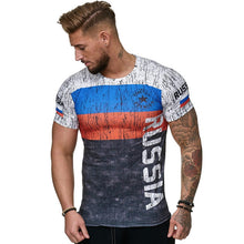 Load image into Gallery viewer, 2019 été drapeau russe hommes décontracté mode T-shirt col rond cool et léger homme T-shirt livraison gratuite
